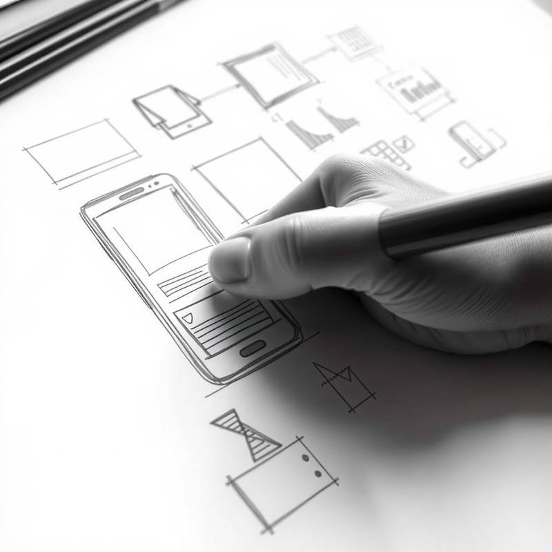 A hand sketching user interface elements symbolizing User Experience Design.