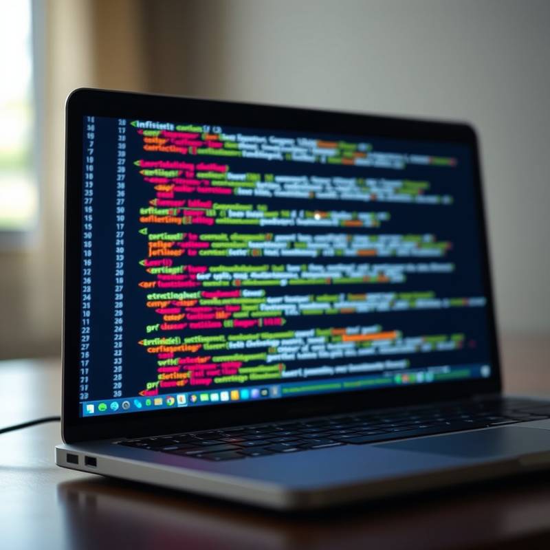 A laptop displaying code, representing a web development course.