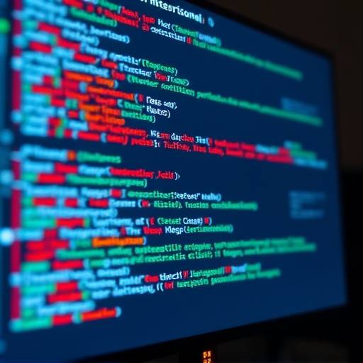 Python Code on screen with icons representing data and programming elements.